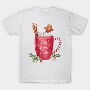 Hot cocoa bar sign. Christmas art. T-Shirt